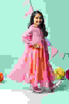 Coral Pink Art Silk Anarkali Kurta Churidar Suit Set image number 7