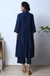 Navy Cotton Straight Kurta Palazzo Suit Set image number 9