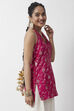 Pink Floral Yarndyed Straight Short Kurti image number 4