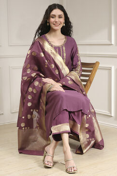 Old Rose Solid Straight Suit Set image number 0