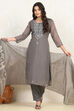 Grey Modal Hand Embroidered Unstitched Suit Set image number 1