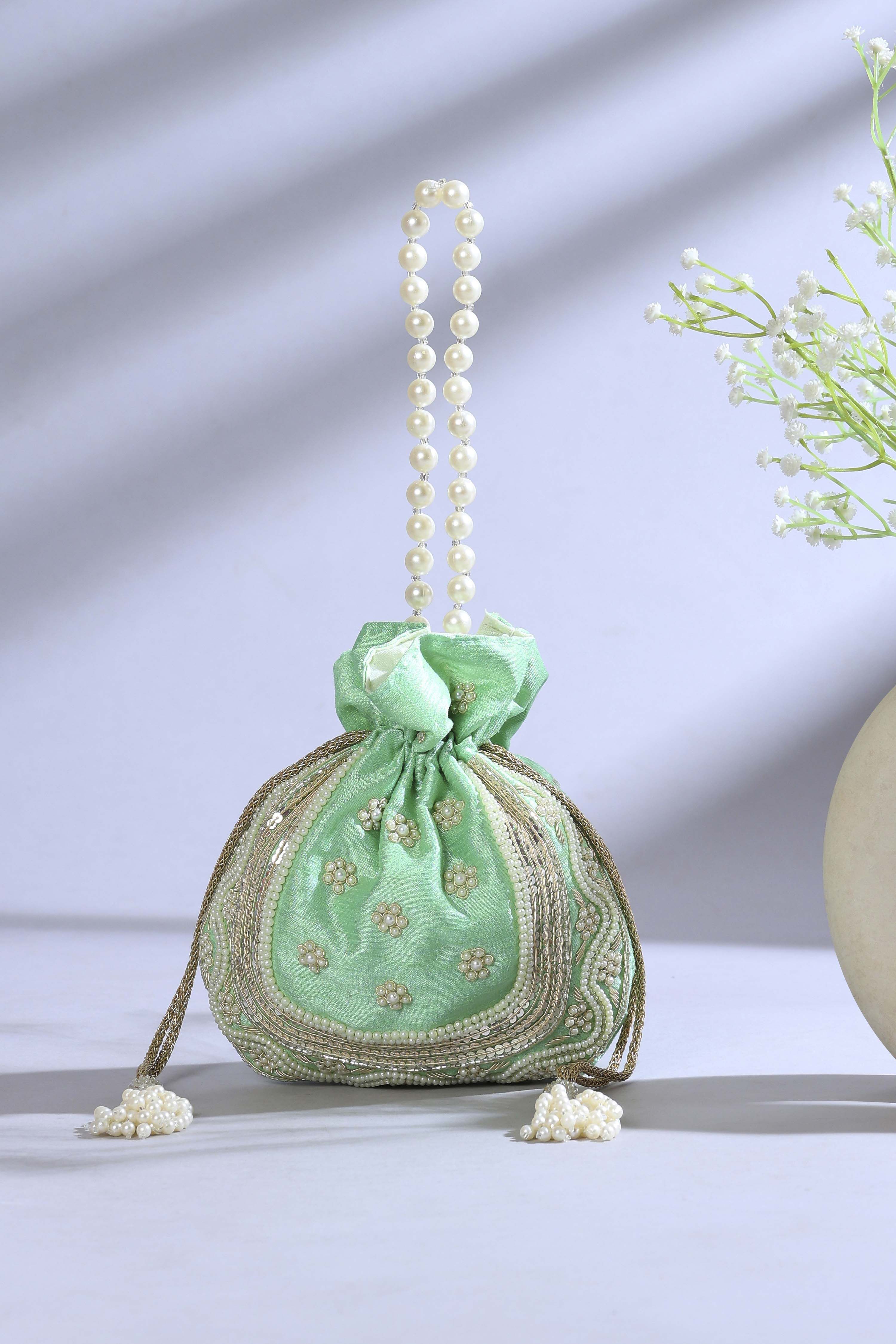 Green Fabric Potli Bag image number 0