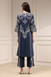 Blue Pure Cotton Printed Straight Suit Set image number 3