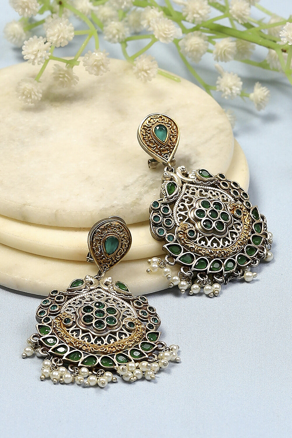 Green Brass Drop & Danglers image number 0