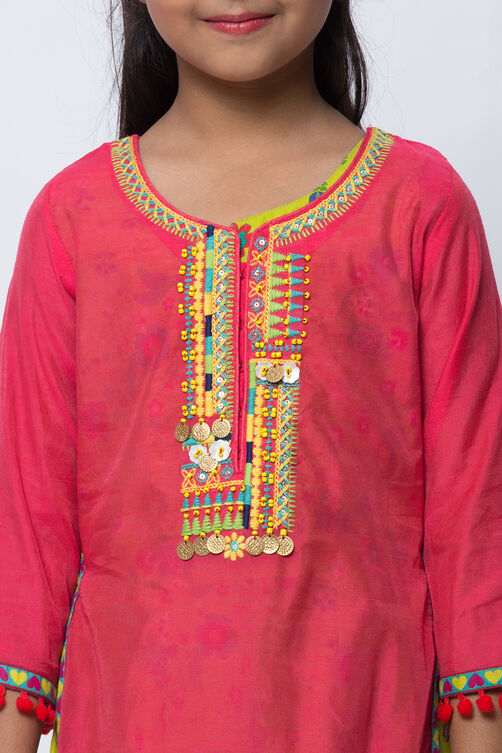 Coral Art Silk Straight Kurta Churidar Suit Set image number 1