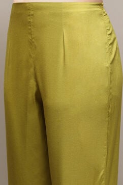 Green LIVA Straight Kurta Slim Pant Suit Set image number 2