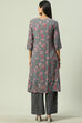 Grey Viscose A-Line Kurta Palazzo Suit Set image number 4
