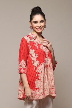Red Rayon Straight Printed Shirt image number 3