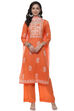 Peach Cotton Blend Unstitched Suit Set image number 1