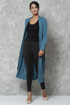 Teal Straight Acrylic Solid Shrug image number 3