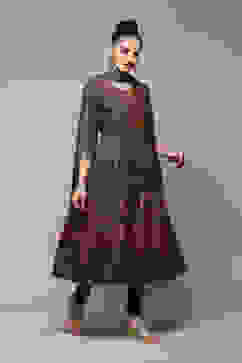 Green Cotton Anarkali Kurta Churidar Suit Set image number 6