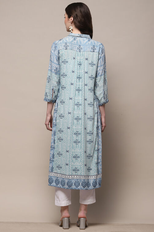 Ice Blue Rayon Straight Kurta image number 3