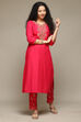 Fuschia Rayon Straight Kurta Palazzo 2 Piece Set