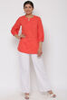 Sky Blue Cotton Short Solid Kurti image number 2