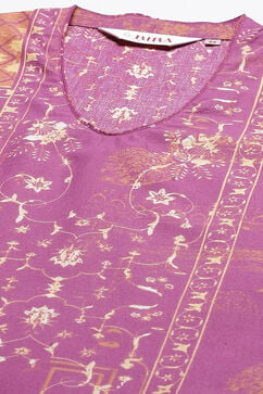 Purple Cotton A-Line Kurta image number 1