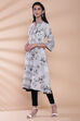 Black Cotton A-line Printed Kurta image number 2