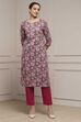 Pink Cotton Floral Printed Straight Kurta image number 4