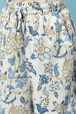 Off White & Blue Rayon Printed Sleepwear image number 2