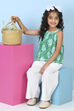 Green Cotton Printed A-line Suit Set