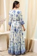 Ecru Viscose Rayon Tiered Printed Dress image number 3
