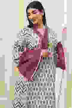 Off White Cotton A Line Fusion Wear image number 0