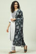 Black and White Cotton Straight Kurta Regular Pant Suit Set image number 7