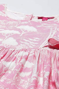 Pink Viscose Flared Dress image number 1