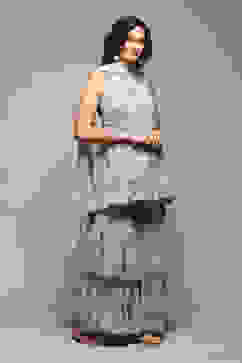 Sea Green Poly Georgette Flared Printed Kurta Garara Suit Set image number 6