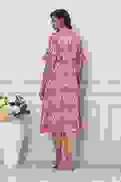 Pink Cotton Ikat Printed Flared Dress image number 3