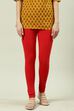 Red Cotton Blend Solid Churidar image number 3