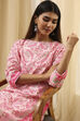 Blue and White Cotton Printed Straight Kurta image number 1