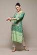 Green LIVA Straight Printed Kurta