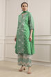 Green Cotton A-Line Printed Suit Set image number 4