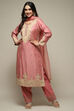 Old Rose Cotton Silk Straight Suit Set image number 6