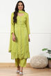 Red Organza Embroidered Unstitched Suit Set image number 1