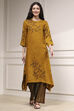 Mustard Yellow Viscose Rayon Straight Printed Kurta Pants Set image number 6