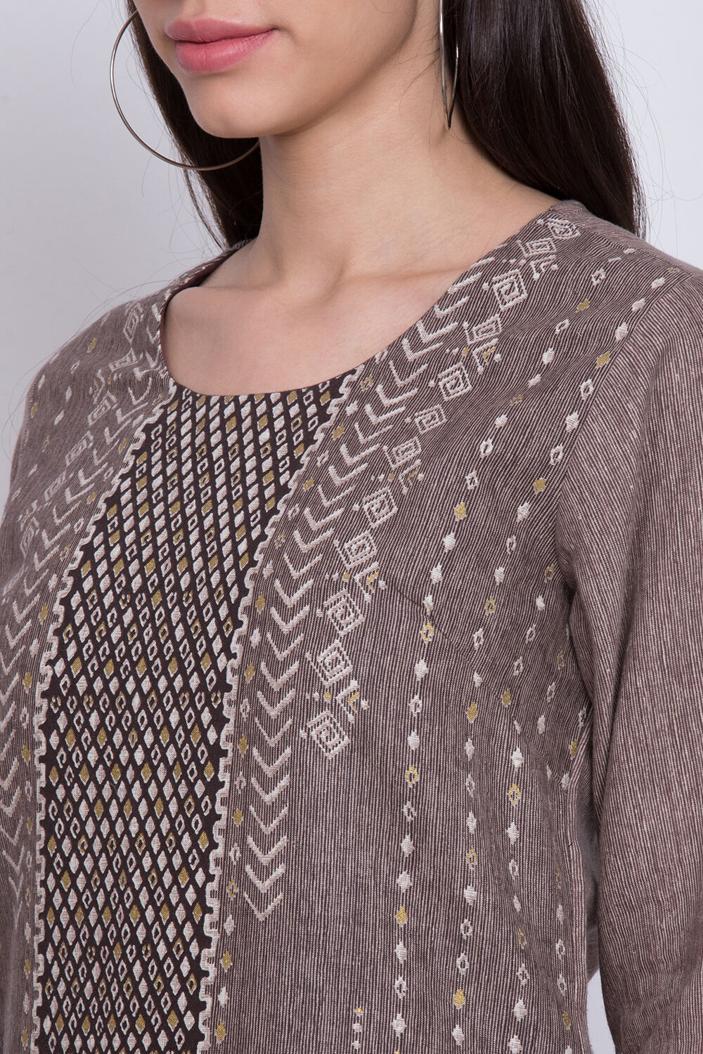 Sand Brown Straight Kurta image number 1