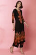 Black Straight LIVA Printed Kurta image number 3