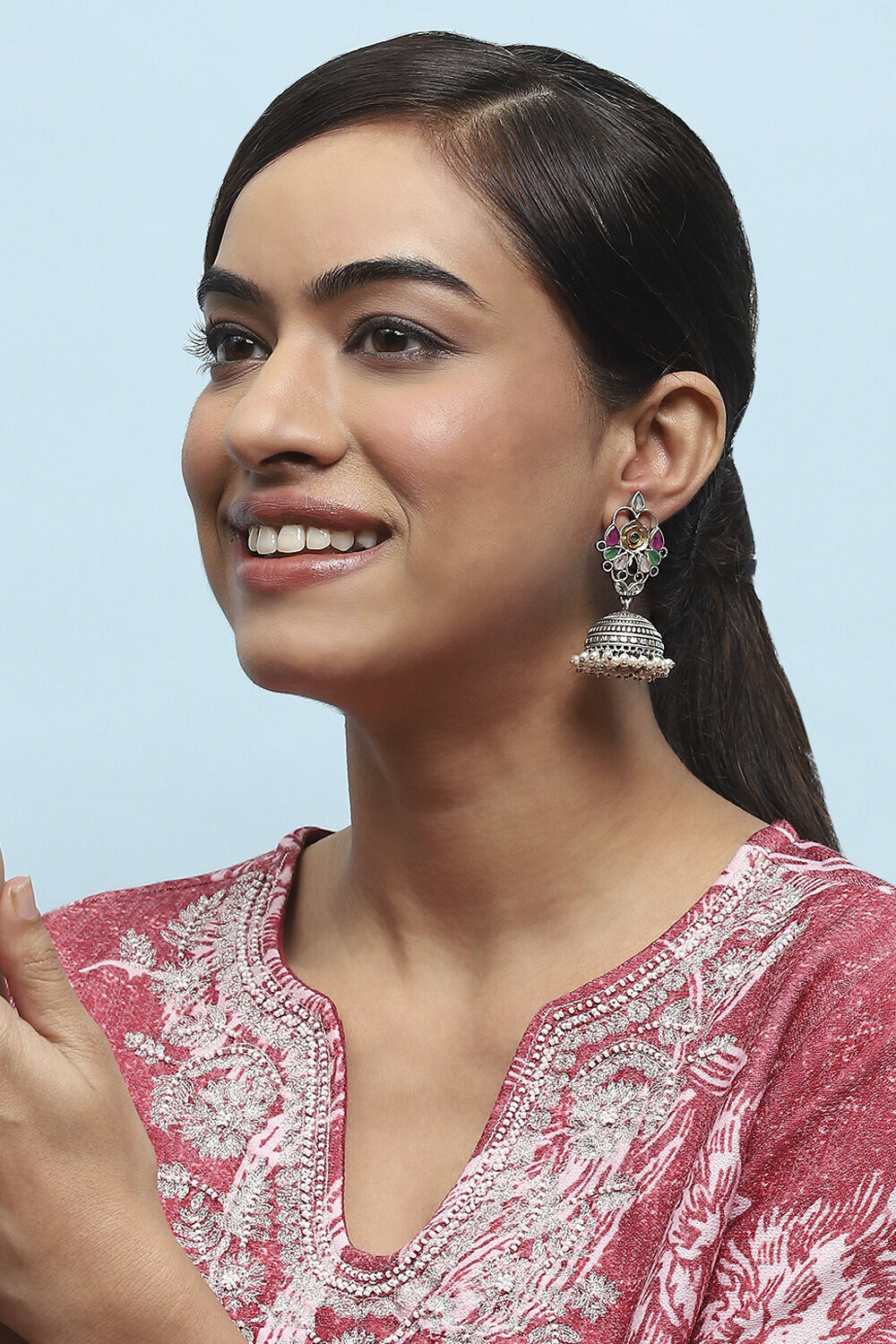 Multi Oxidised Brass Jhumka image number 1