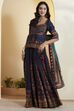 Blue Cotton Silk Straight Lehenga Set image number 4