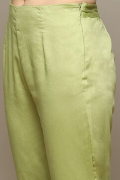 Green Cotton Blend Straight Kurta Pant Suit Set image number 2