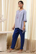 Dull Blue Modal Blend Asymmetric Short Kurta image number 2