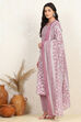 Purple Cotton Screen Printed Unstitched Suit Set image number 4