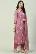 Mauve Straight Kurta Regular Pant Suit Set