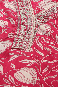 Pink Muslin Unstitched Suit set image number 2