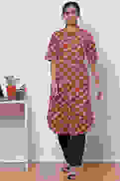 Terracotta Cotton Straight Kurta image number 0