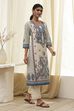 Blue Pure Cotton Printed Straight Kurta image number 4