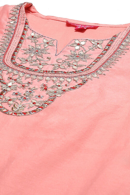 Salmon Orange Polyester Straight Solid Suit Set image number 1