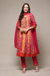 Onion Pink & Mustard LIVA Kalidar Kurta Churi Salwar Suit Set image number 0