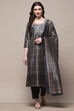 Grey Silk Blend Unstitched Suit Set image number 8